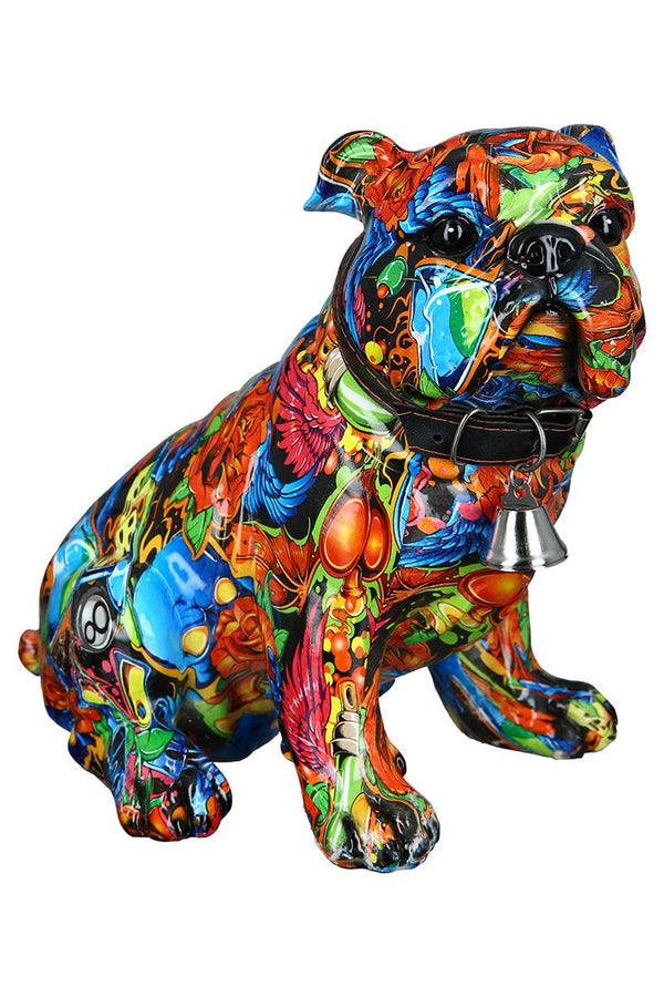 Englische Bulldogge sitzend im StreetArt Design