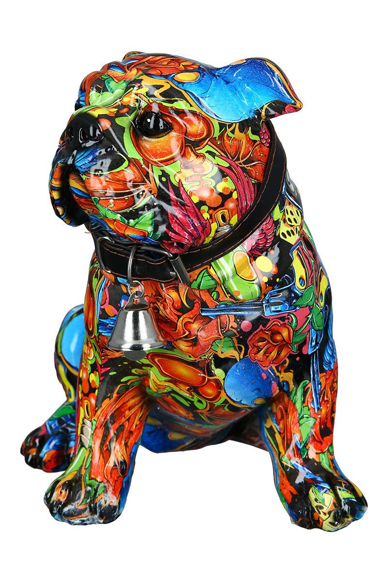 Englische Bulldogge sitzend im StreetArt Design