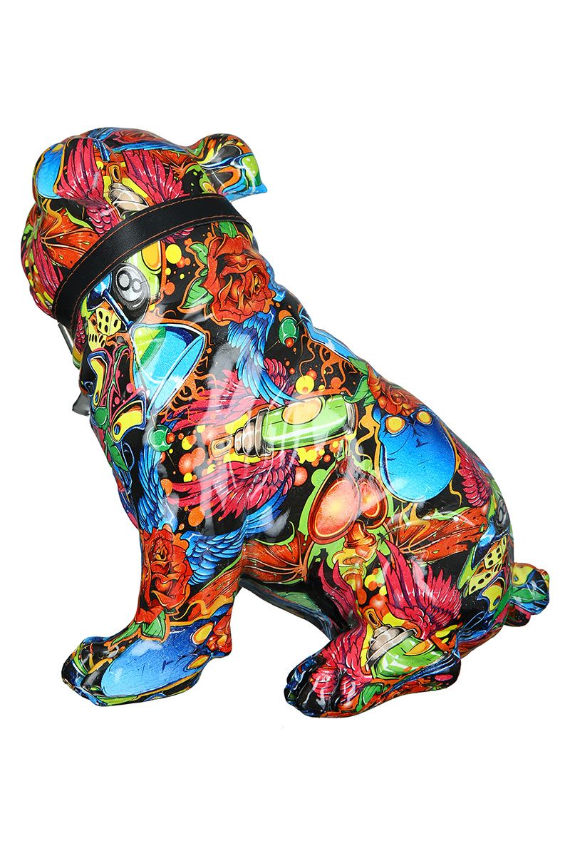 Englische Bulldogge sitzend im StreetArt Design