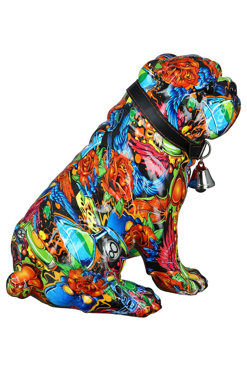 Englische Bulldogge sitzend im StreetArt Design