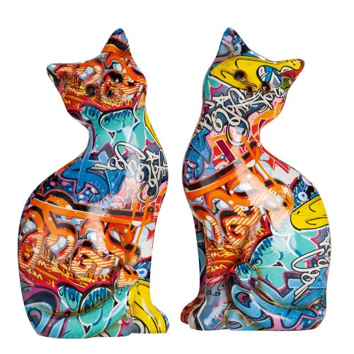 Sitzende Katze im StreetArt Design